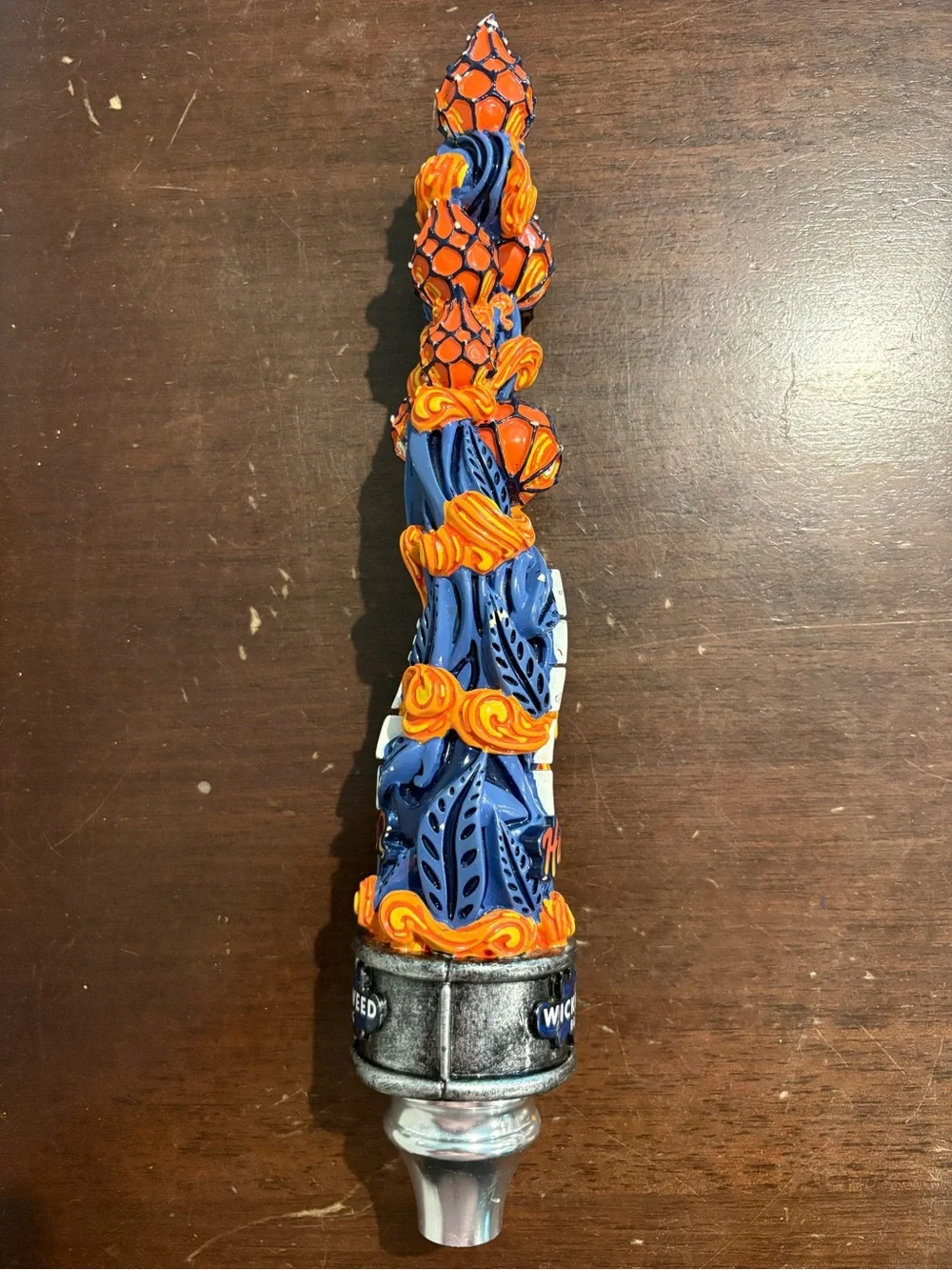Wicked Weed Perni Haze Blue and Orange Decorative Tap Handle